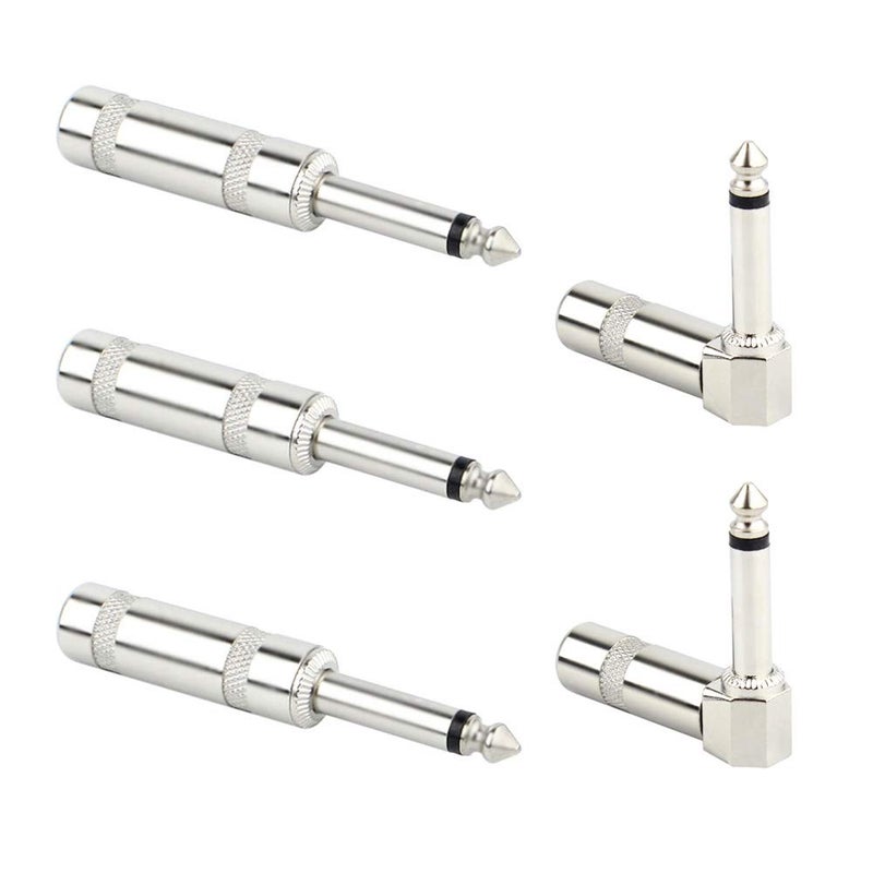 GiantBee 1/4" Audio Plugs 6.35mm Plug TS Male 1/4 inch Solder Type Mono Plug Design Connector for DJ Mixer Speaker Guitar Cables Phono Patch Cable Microphone Cables (5 Pack) GiantBee (Combo Set) - Image 3